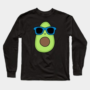 Cool Avocado with Blue Sunglasses Long Sleeve T-Shirt